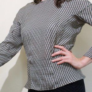 United Colors of Benetton: Cream/Blue print Blouse